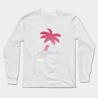SAN JUNIPERO (Black Mirror) - TCKR Systems Palm Tree with Fading Paradise Pink Stripes Long Sleeve T-Shirt